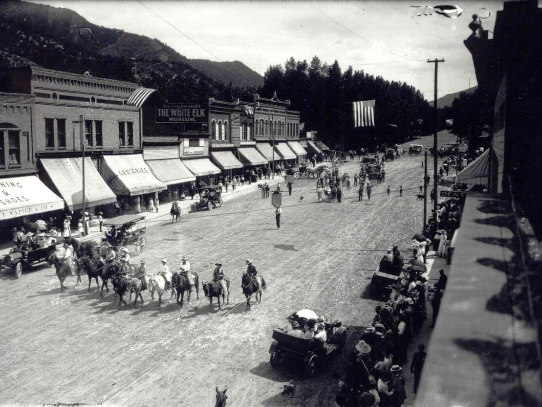 Vintage photograph of Strawberry Days parade in Glenwood Springs, CO