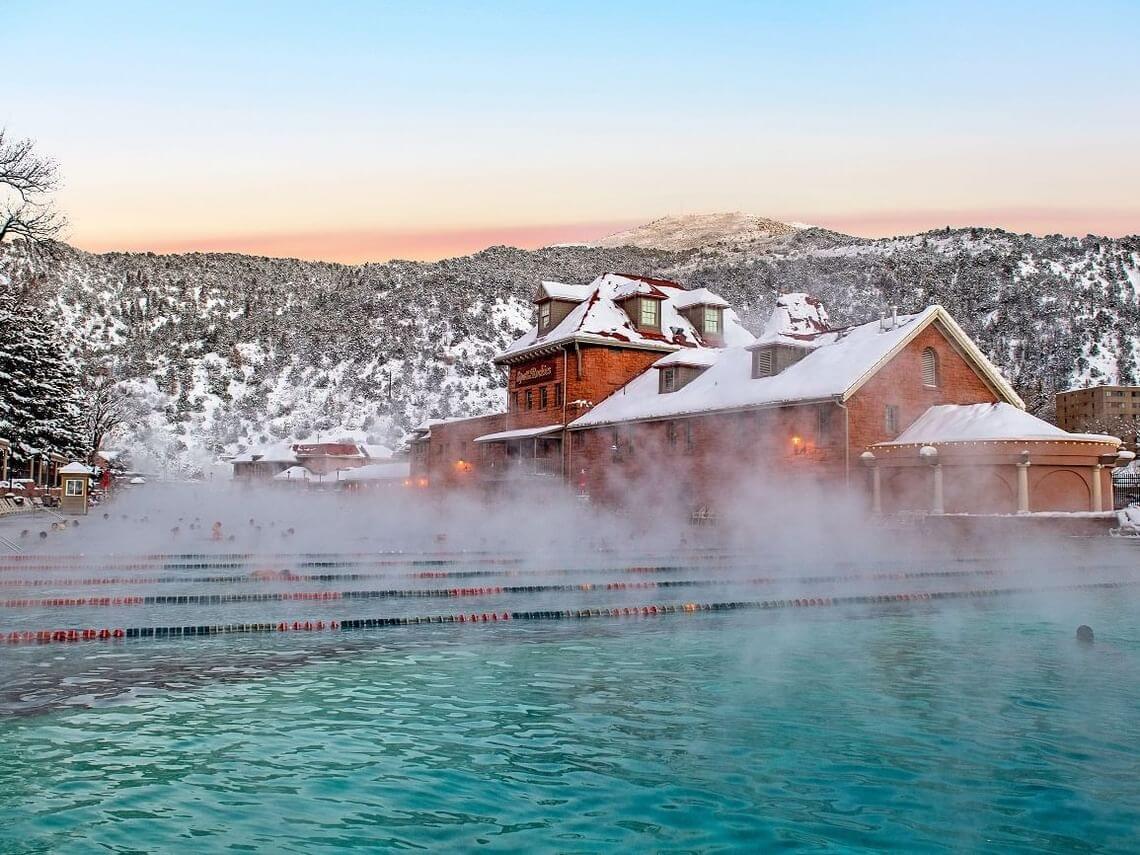 Glenwood Hot Springs pool in winter