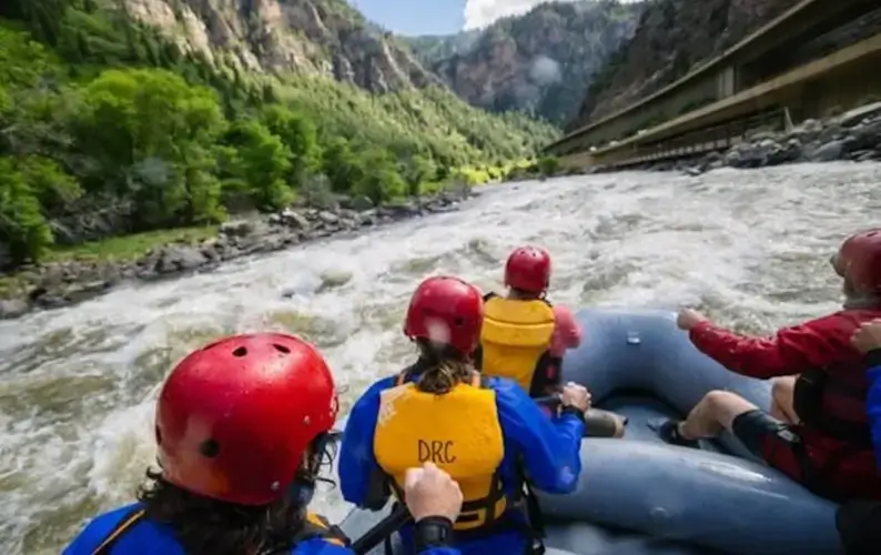 Whitewater rafting down the Colorado River in Glenwood Canyon