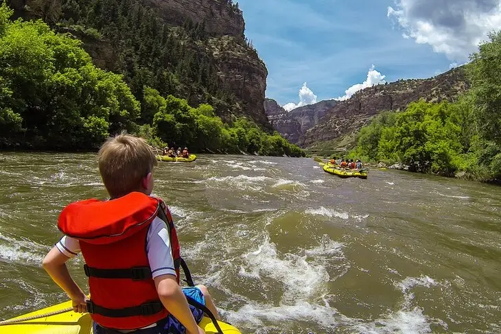 Family-friendly rafting trip on the Colorado River near Glenwood Springs