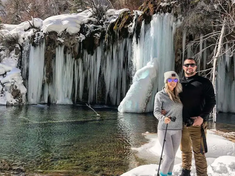 Romantic couple in winter in Glenwood Springs